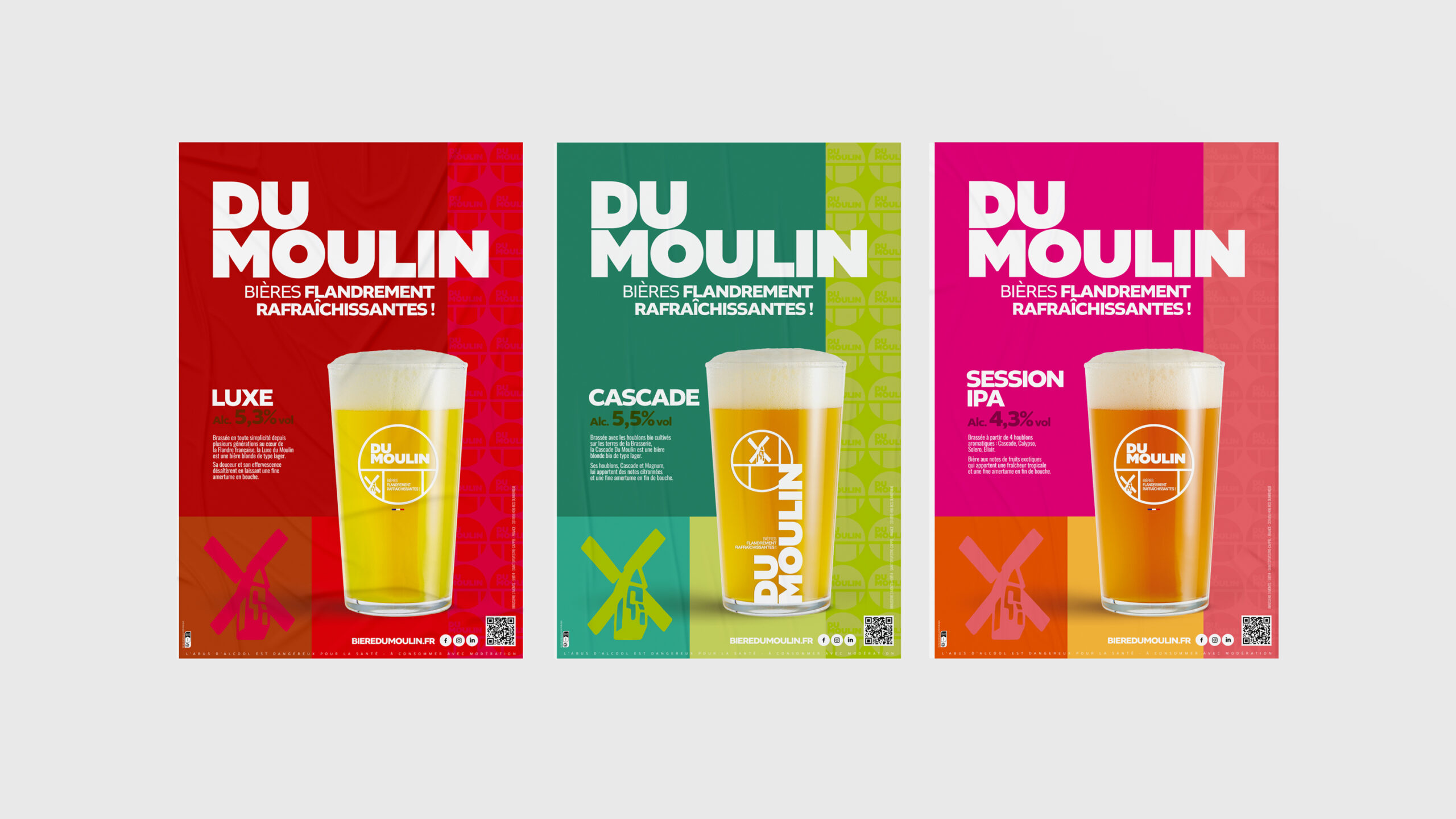 Bières Dumoulin affiches Luxe Cascade Session IPA identité visuelle Plateforme de marque Création Little Big Idea