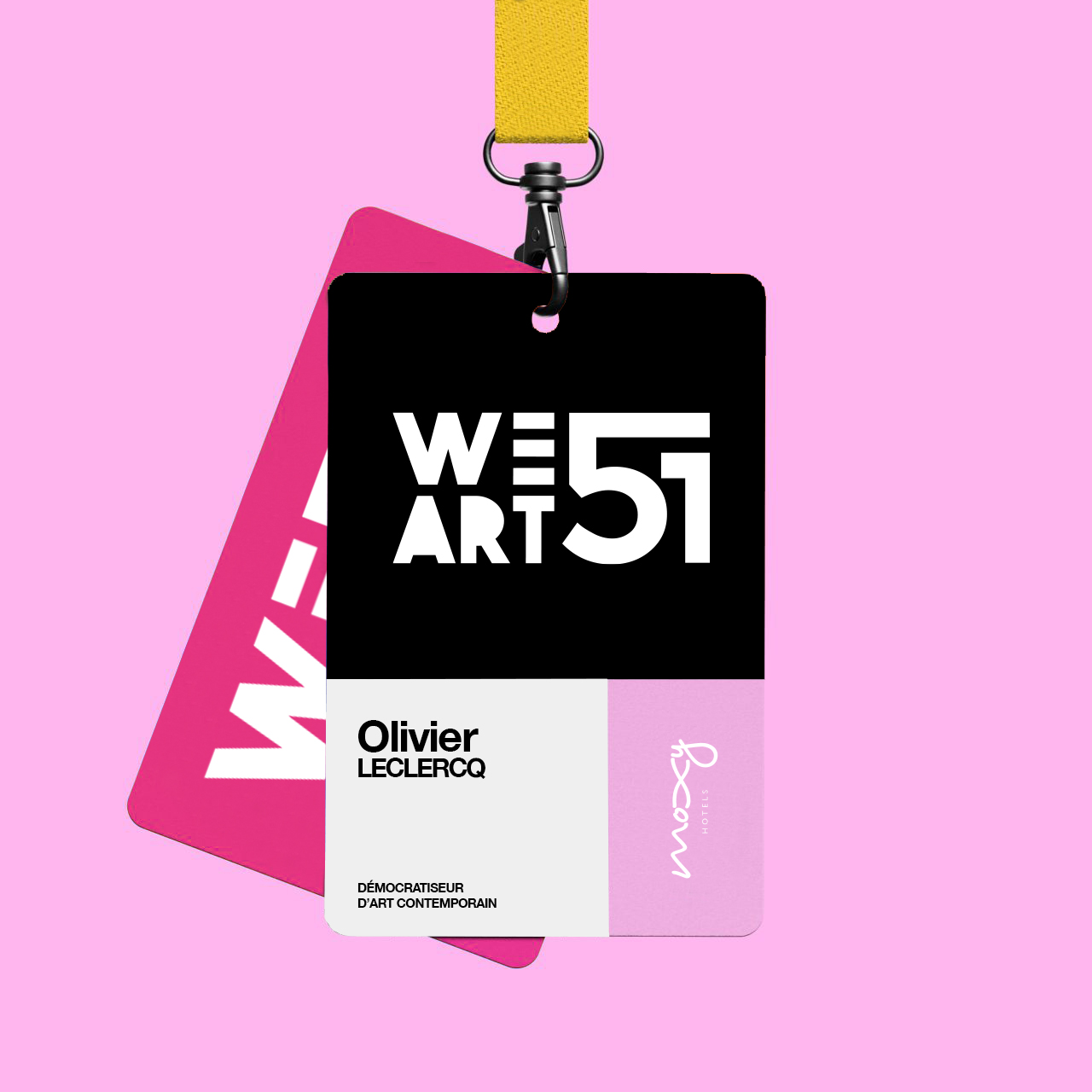 We art 51 badge exposition artistes. Démocratiseur d'art contemporain. Olivier Leclecq